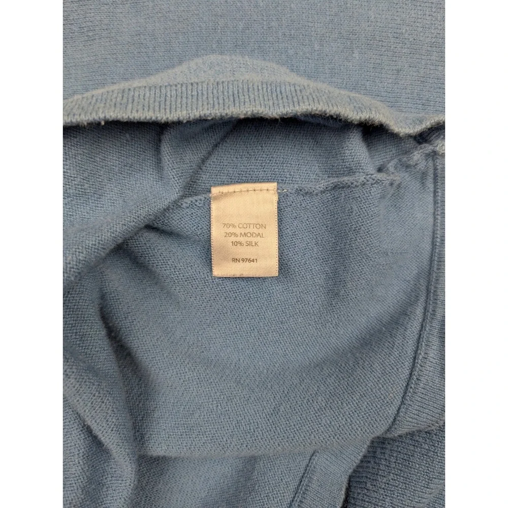Pure Jill, J. Jill Blue V-Neck Sharkbite‎ Hem Tunic Sweater 3/4 Sleeve Large